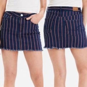 NEW American Eagle Super Stretch Denim Striped Mini Skirt 6 NWOT